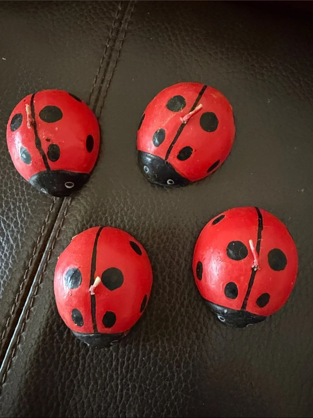 Ladybug Decorative Floating Candles in Red & Black Center Wicks - Set of 10